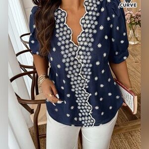 Boho Floral Embroidery Casual Blouse